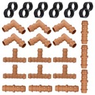 1 Set Drip Irrigation Fittings Plastic Drip Irrigation Connector with End Caps