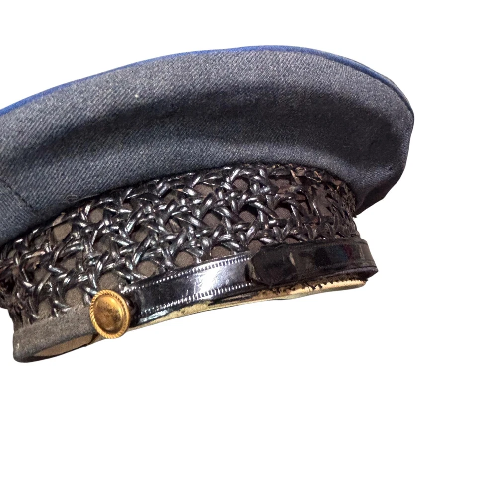 Vintage Holland Hat Cap Woven Leather Braided Police Miltary Navy - Image 3 of 4