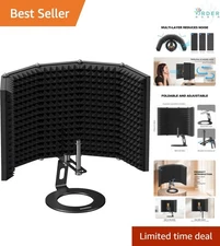 Microphone Isolation Shield Foldable Soundproof Reflection Filter Studio Podcast