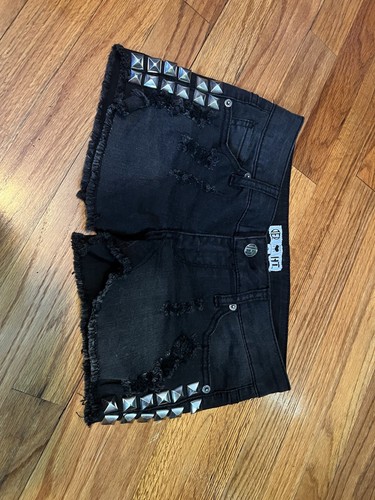 Hot Topic Studded Black Denim Shorts Size 3