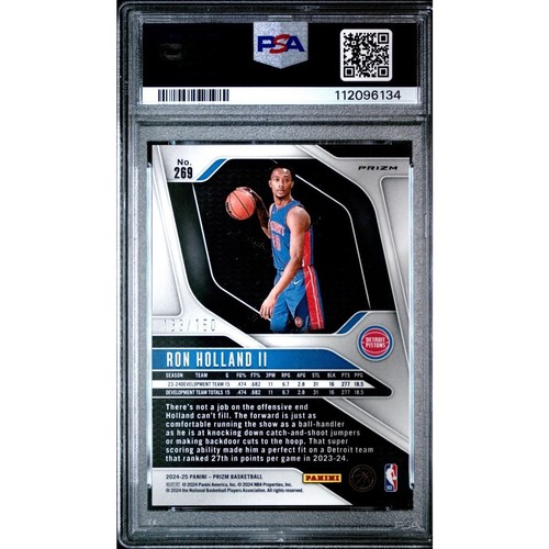 2024-25 Panini Prizm #269 Ron Holland II Blu Fast Break Disco RC/150 PSA 10 - Foto 2 di 4