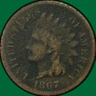 1867 Indian Head Cent Very Good VG Coin, Corrosion #40991
