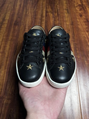 Gucci Ace Web Stars Bee Herren schwarz weiß Turnschuhe - Größe 7G 7,5US - VERSAND SO SCHNELL WIE MÖGLICH - Bild 6 von 8