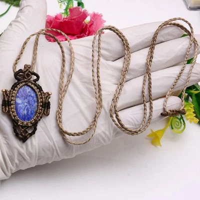 Speer Spirit ~ Natürlich Lapislazuli von Hand Gewebt Mikro Makramee Gem Crystal - Bild 1 von 4