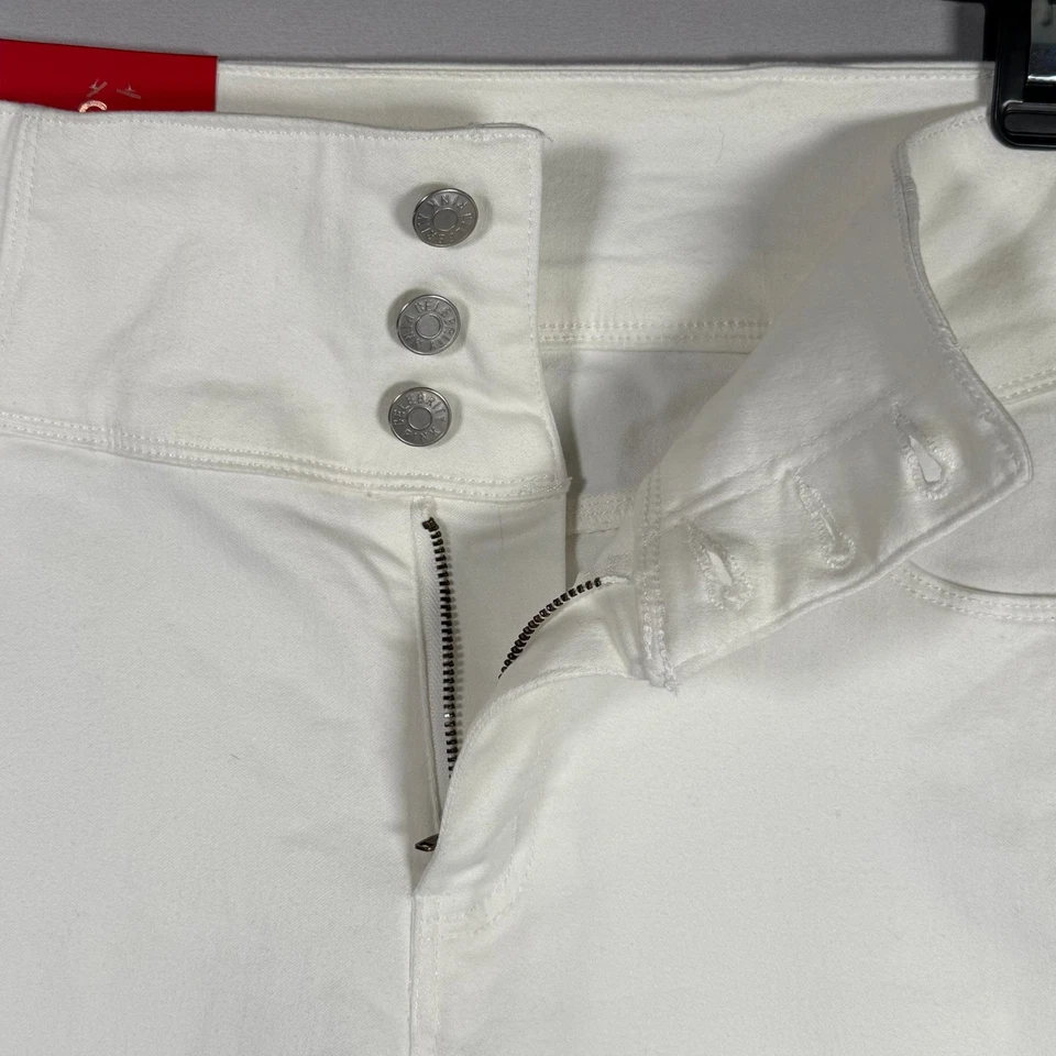 Nuevo con etiquetas Pantalones Celebrity Rosa Para Mujer tiro alto ajustados ópticos blancos con botones 11/30 Foto 3 de 4