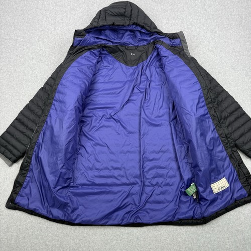 LL Bean Jacket Womens Small Black Downtek Goose Down Puffer Hooded Full Zip - Picture 10 of 15