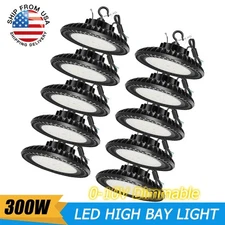 10 Pack LED High Bay Light 300W 45000LM Commercial Warehouse Factory Lighting