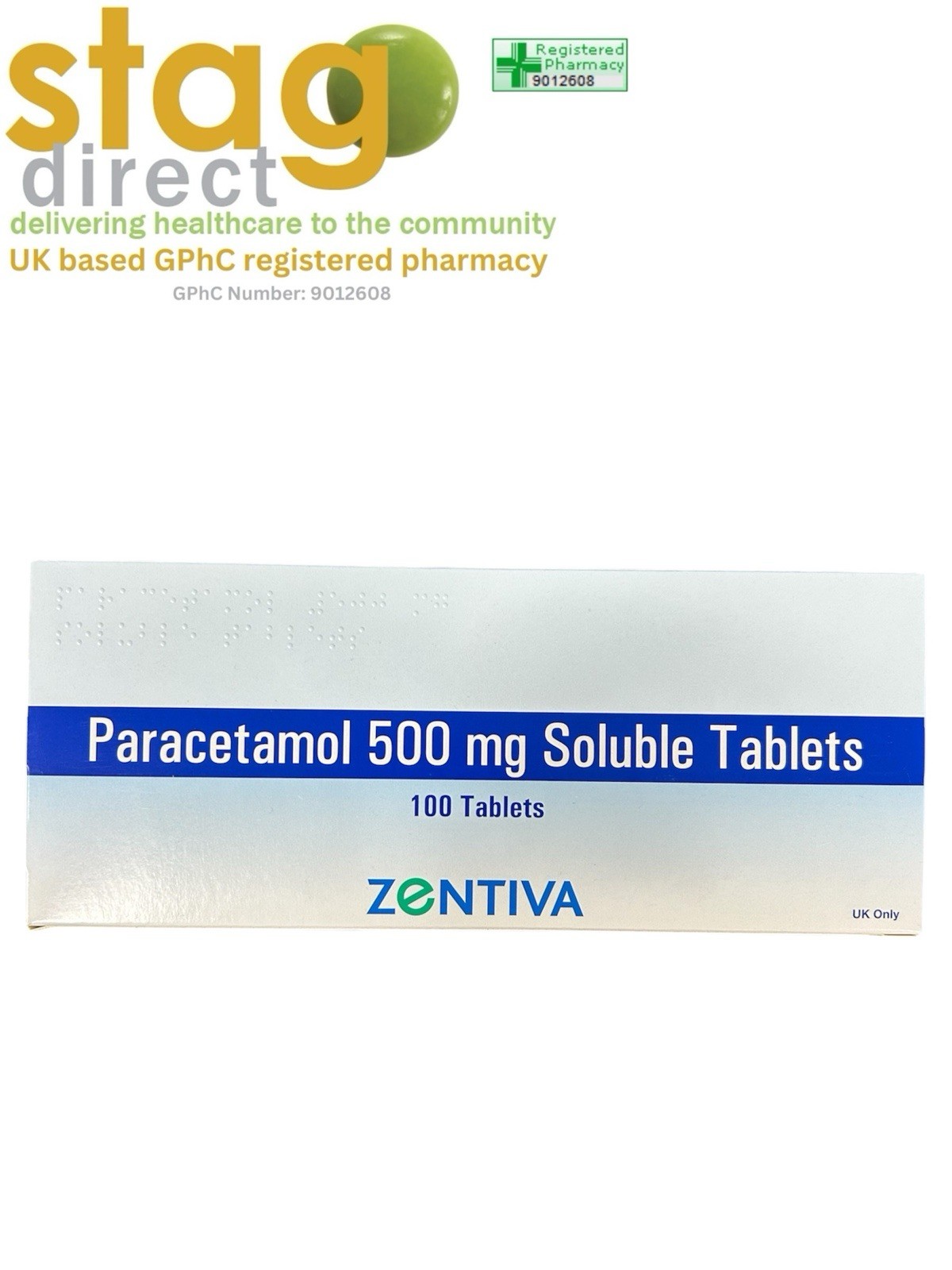 Paracetamol 500mg Soluble Tablets - 100s - ZENTIVA Brand - expire 2028