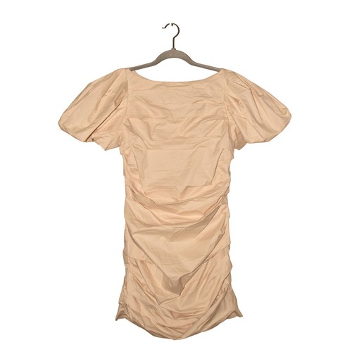 ENDLESS ROSE NEW $100 Cream Ruched Short Puff Sleeve Mini Dress Small - Picture 3 of 5