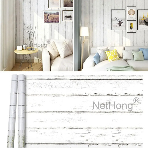 6M Vinyl Ivory White Wood Grain Wallpaper Stickers Self Adhesive Paper Waterproo - Picture 5 of 7