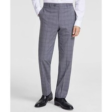 Michael Kors Men's Light Grey Plaid Marvin Classic Fit Dress Pants Size 40W 32L