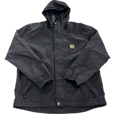 Carhartt Jacket Mens Medium Loose Fit Hooded Rain Coat Storm Defender