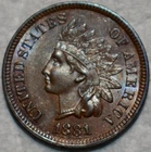AU-UNC 1881 Indian Head Cent, Razor-Sharp & Lightly Toned.