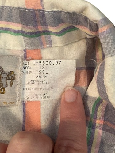 VTG Saddle King Western Pearl Snap Shirt Men’s 18 Plaid Short Sleeve USA - Picture 5 of 8