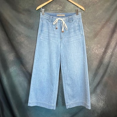 JOES JEANS The Addison Pant Wide Leg Cropped Jeans Light Wash Size 27 Drawstring