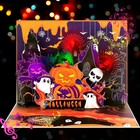 GREETING ART Musical Pop Up 20x15 cm, Ghost Pumpkin with Lights and Music