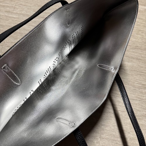 VICTORIA'S SECRET Black Faux Leather Tote Shoulder Bag Silver Tassle NEW - Picture 3 of 6