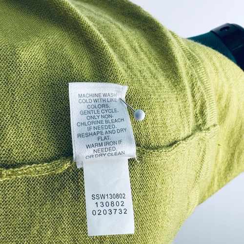J.Jill Pure Sage Green Pullover Sweater Merino Wool Textured Yoke Women Size SP - Picture 14 of 15