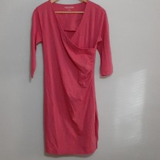 Soft Surroundings ruched Faux wrap pink dress small