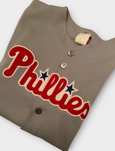 Vintage Majestic Philadelphia Phillies MLB Baseball Trikot Jugend L grau 26 Utley - Bild 6 von 12