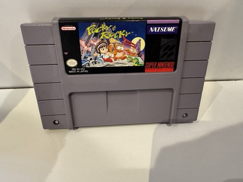 Pocky and & Rocky Super Nintendo SNES - Testato! - Autentico con foto da tavola - Foto 2 di 11