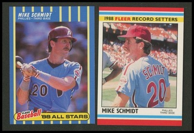 1988 Fleer Mike Schmidt Baseball Cards - All Stars #36 & Record Setters #35