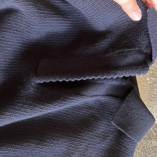 Theory Women's Scallop Polo Sweater Marina Dark Blue Sz M Felted Wool Cashmere - Picture 8 of 10