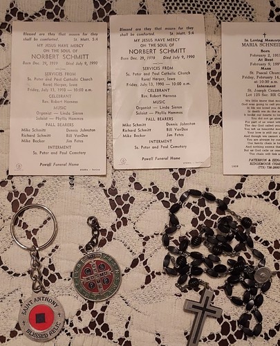Vintage Religious Catholic Prayer Cards Key Chain Lot Saints Jesus Antique Czech - Picture 12 of 14