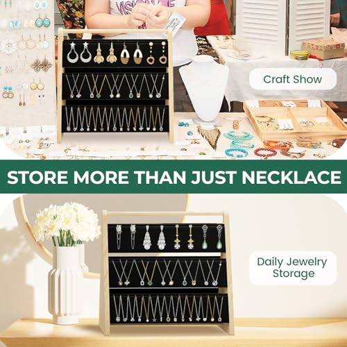 Necklace Display Stand for Selling, 3 Tier Wooden Tabletop Necklace Holder  - Picture 6 of 6