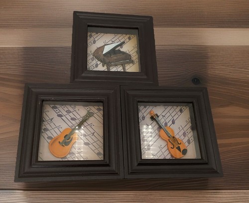 Juego de 3 cajas de sombra 3D para instrumentos musicales de violín, piano y guitarra - Imagen 10 de 10