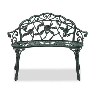 2-Sitzer Gussmetall Gartenbank Outdoor Terrasse Stuhl Park Sitz Deko UK