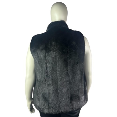 Black Ranch MINK Vest, Plus Sz 4XL, Certified Vintage Fur w/Storage Bag - Picture 5 of 10
