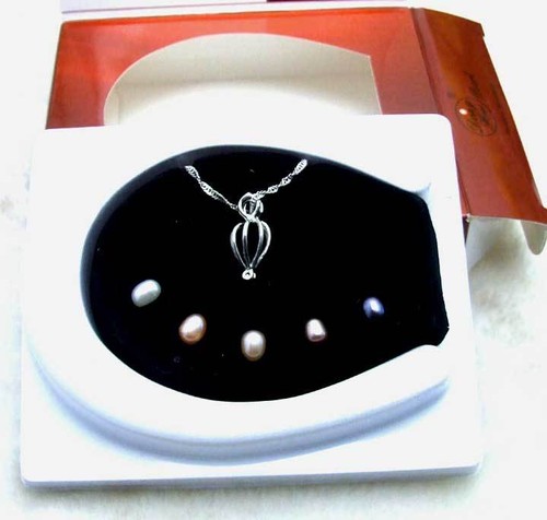 Collar colgante corazón caja de perlas de deseo para mujer con 5 piezas regalo de perlas naturales - Imagen 2 de 15