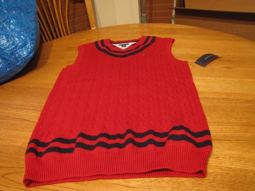 Boys XL 20 youth red NEW Tommy Hilfiger sweater vest pull over V neck sleeveless - Picture 1 of 2