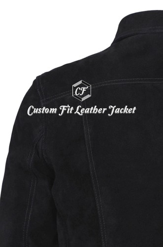 Mens Suede Leather Jacket Black TRUCKER Style SOFT REAL LEATHER JACKET 1280 - Picture 10 of 12