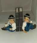 Vintage Laurel And Hardy Bookends Sculptures Collectable Comedy Duo Figurine