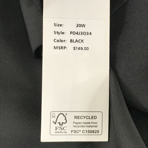 NUOVO DKNY Maxi Abito Donna Finta Avvolgente Taglie Forti 20W Nero Sfoderato Formale Carriera - Foto 11 di 11