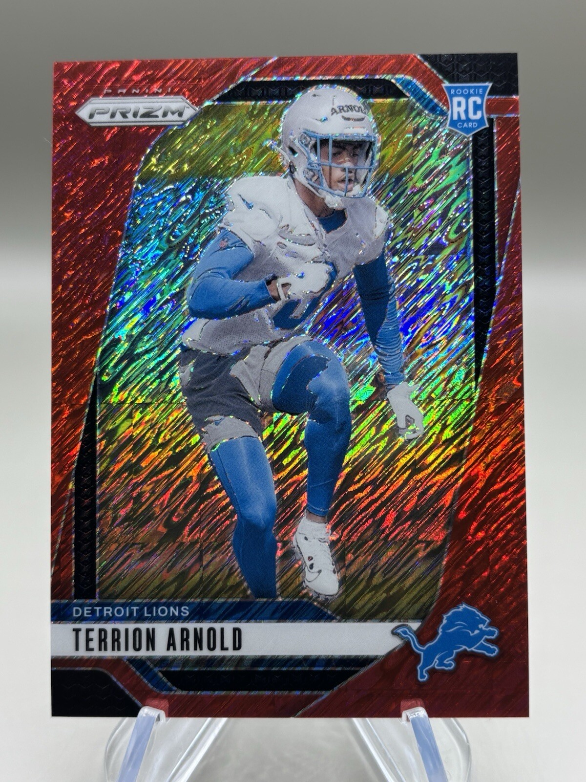 2024 Prizm Football TERRION ARNOLD Rookie Card FOTL Red Shimmer /35 #389 Lions
