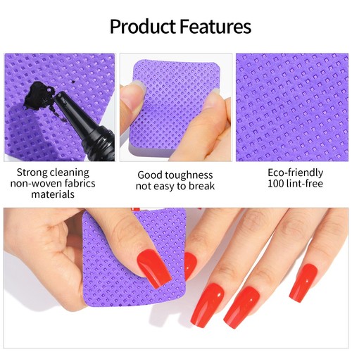 200 Pcs Lint Free Nail Wipes Acrylic Gel Polish Tips Remover Pads White Pink - Picture 3 of 10