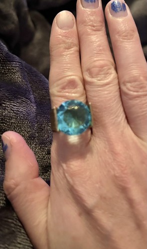 Gorgeous Vtg Israel 925 Sterling Aquamarine Ring. Size 7, 15 grams - Picture 7 of 10
