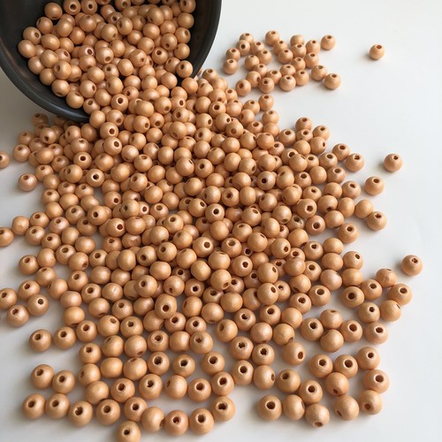 100X Wood Beads Metallic Salmon Pink 8x7mm Wooden Craft Loose Round Spacer Bead - Picture 3 of 5