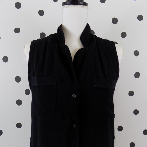 Ann Taylor Loft Womens Button Front Dress Medium Collared Sleeveless Pockets - Picture 2 of 6