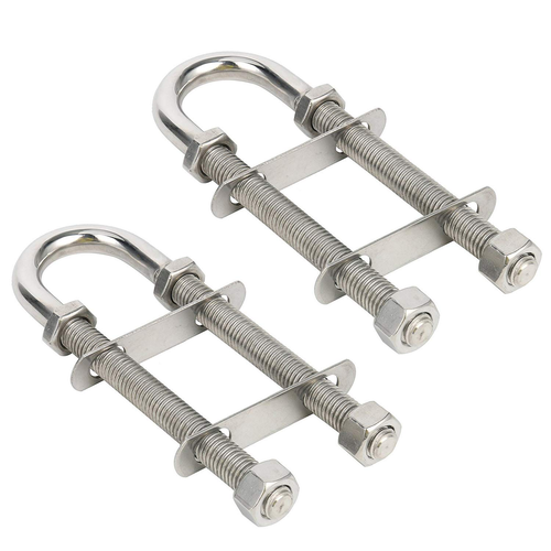 Stainless Steel Marine Boat Stern Bow Eye Tie down U Bolt, 1/2" Dia - 2-1/2" Thr