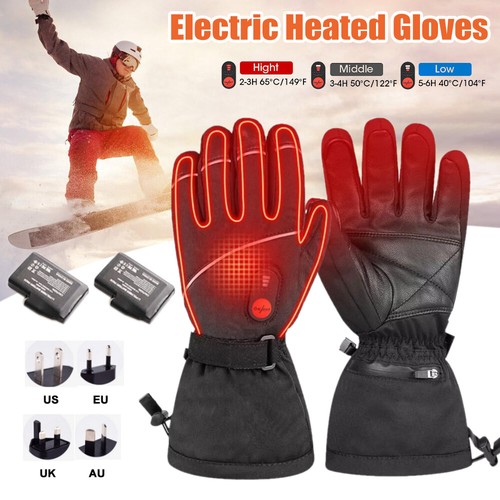 Electric Heated Gloves Rechargeable Touch Screen Men Motorcycle Warm Waterproof - Picture 13 of 24