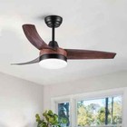 YUHAO Modern 42 in. Indoor Brown Woodgrain Dimmable Fan w/LED+DC Motor+Remote