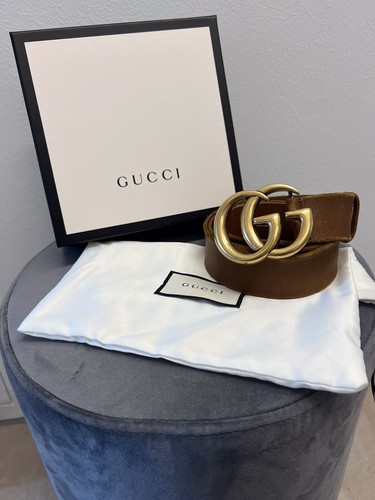 Gucci Gürtel Gr. 85, Ledergürtel mit GG Schnalle - Bild 5 von 8