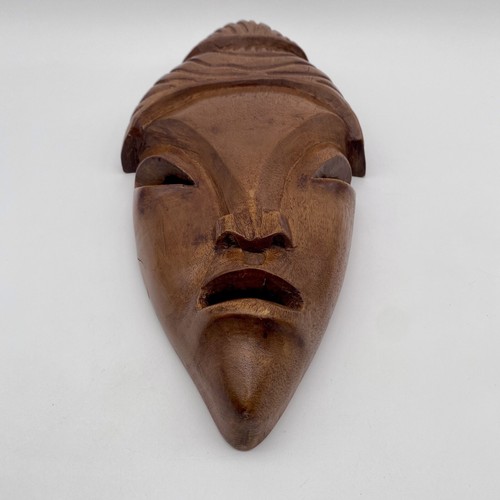 Vintage Hand Carved Wood Asian Ethnic Mask 16" Tall - Picture 2 of 9