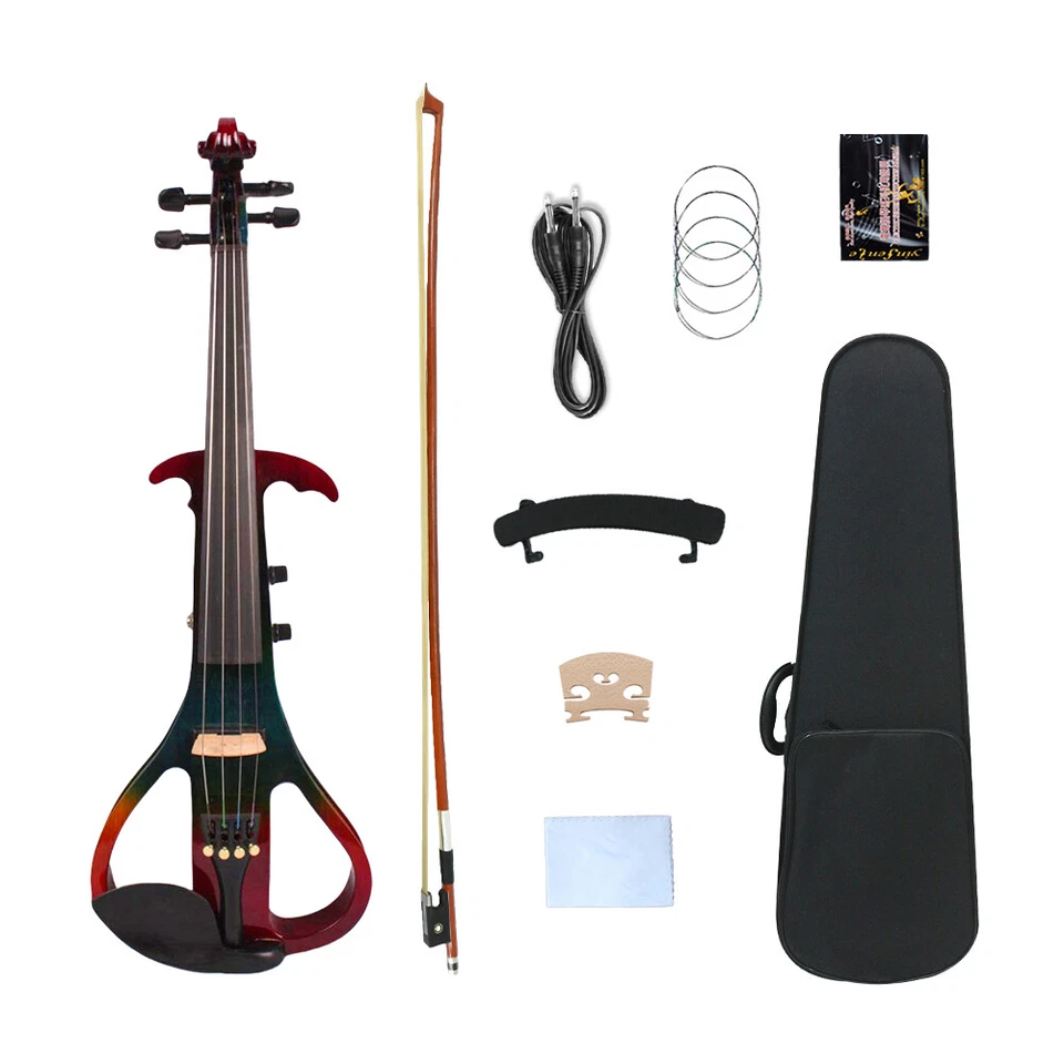 A Red 4/4 Electric Violin Made  Solid Wood  Ebony Fittings  Beginners nice - Image 2 of 4