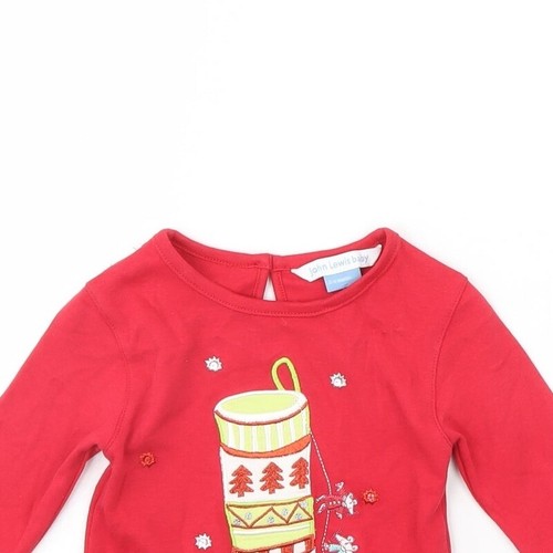 John Lewis Baby Red Cotton Blend T-Shirt Size 3-6 Months christmas - Picture 8 of 12