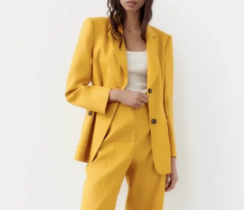 ZARA LINEN BLAZER PATCH POCKETS MUSTARD SIZE XS BRAND NEW - Picture 8 of 8